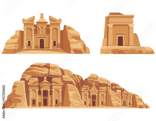 Ancient city of petra jordan al khazneh tourist attraction poster