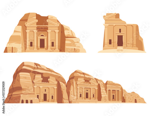 Ancient city of petra jordan al khazneh tourist attraction poster