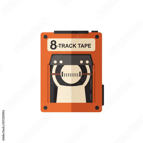Retro orange eight-track tape cartridge, vintage audio technology.
