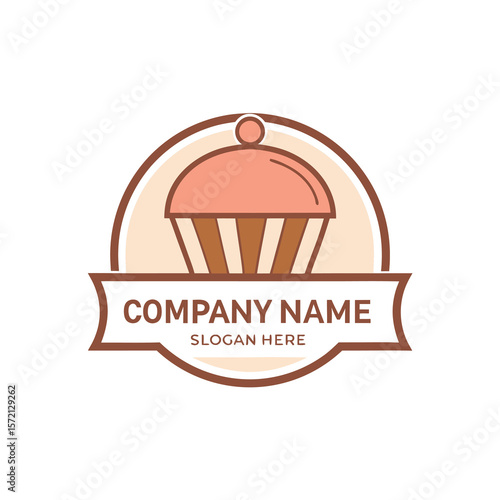 Simple, cute cupcake logo design with a  place for company name and slogan