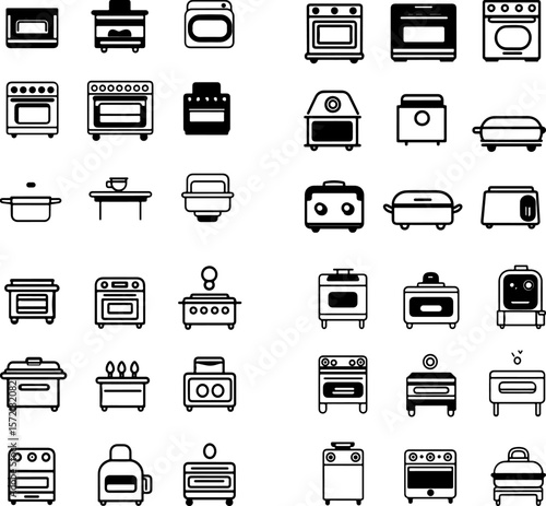 oven icons, kitchen oven icons, electric oven icons, gas oven icons, convection oven icons, built-in oven icons, countertop oven icons, toaster oven icons, microwave oven icons, smart o