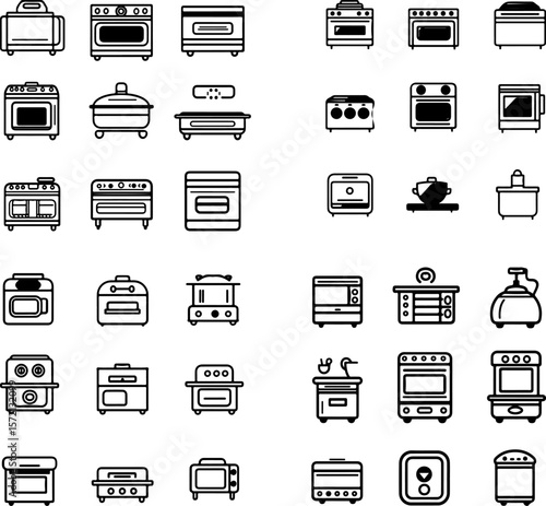 convection oven icons, convection cooking icons, fan oven icons, air circulation oven icons, convection bake icons, convection roast icons, built-in convection oven icons, countertop co