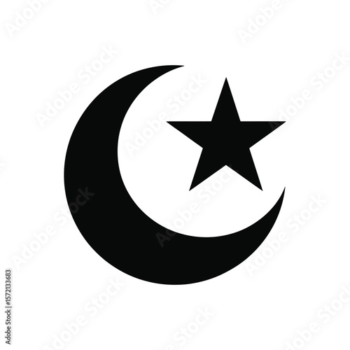 Islam religious symbol star and crescent icon