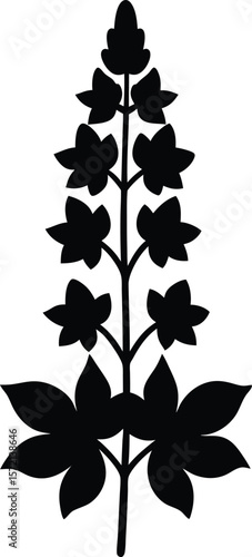 Delphinium Vector Silhouette in Minimal Clean and Simple Style Silhouette Vector Art Illustration