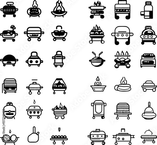 gas grill icon, outdoor gas grill, BBQ gas grill, propane grill icon, natural gas grill icon, backyard grill icon, portable gas grill, stainless steel grill, multi-burner grill icon, bu