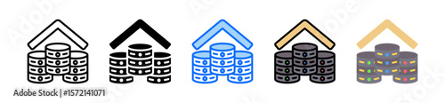 Data Center Icon Set Multiple Style Collection