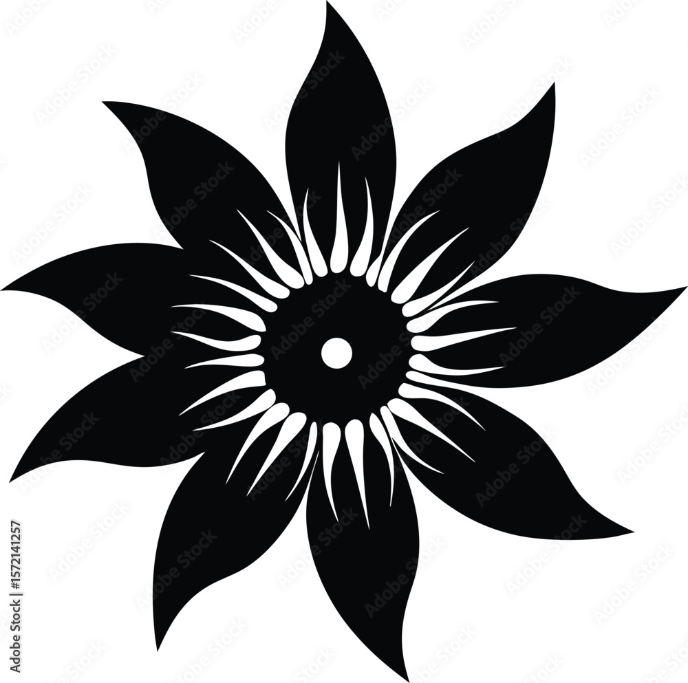 Fototapeta premium Passion Flower Vector Silhouette in Minimal Clean and Simple Style Silhouette Vector Art Illustration