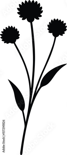 Sea Thrift Vector Silhouette in Minimal Clean and Simple Style Silhouette Vector Art Illustration