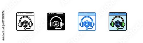 Online Support Icon Set Multiple Style Collection