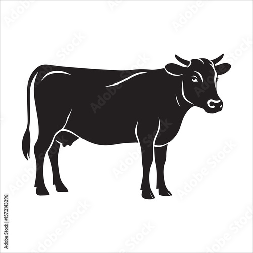 Black silhouette of a cow, representing animal husbandry and dairy farming