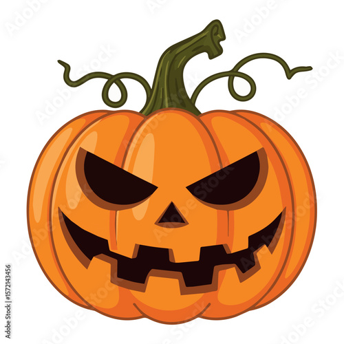 Halloween pumpkin jack o lantern scary face spooky october autumn holiday season vector illustration
