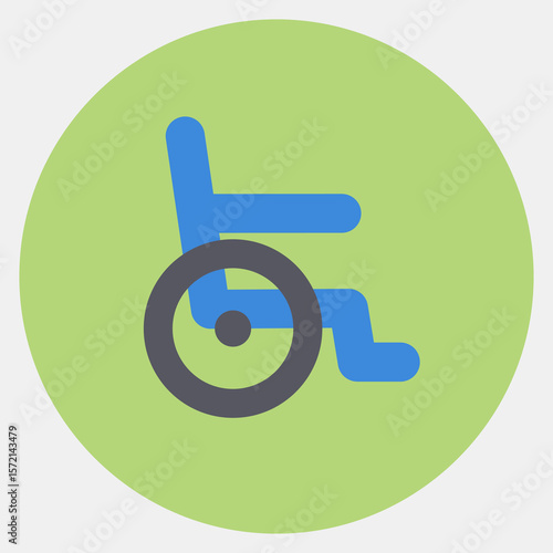 Icon wheel chair. Medical elements. Icon in color mate style.