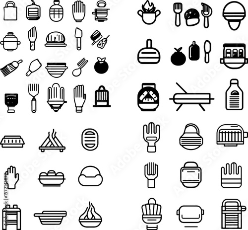 grilling gloves icon, BBQ gloves icon, barbecue gloves icon, heat resistant gloves, fireproof grilling gloves, kitchen gloves icon, outdoor cooking gloves, meat handling gloves, smoker