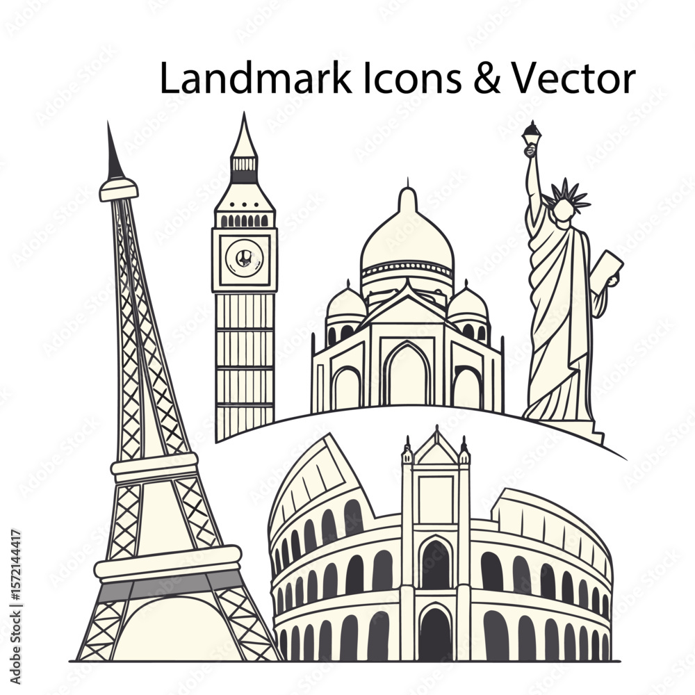 Obraz premium Landmark Icons & Vector Set