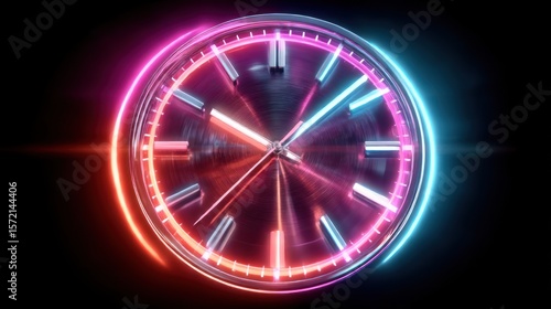 Neon clock face with vibrant colors