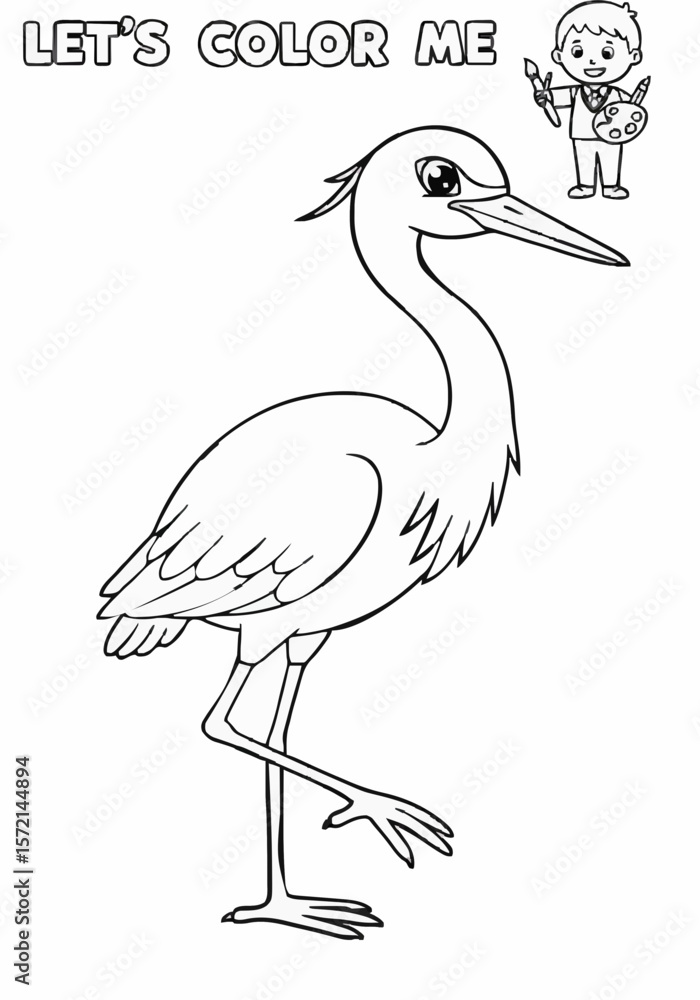 Obraz premium Children's coloring pictures of an egret