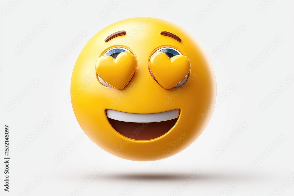 Fototapeta premium Smiling face with hearts in its eyes.