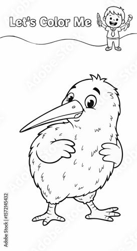 Children's coloring pictures of a kiwi bird
