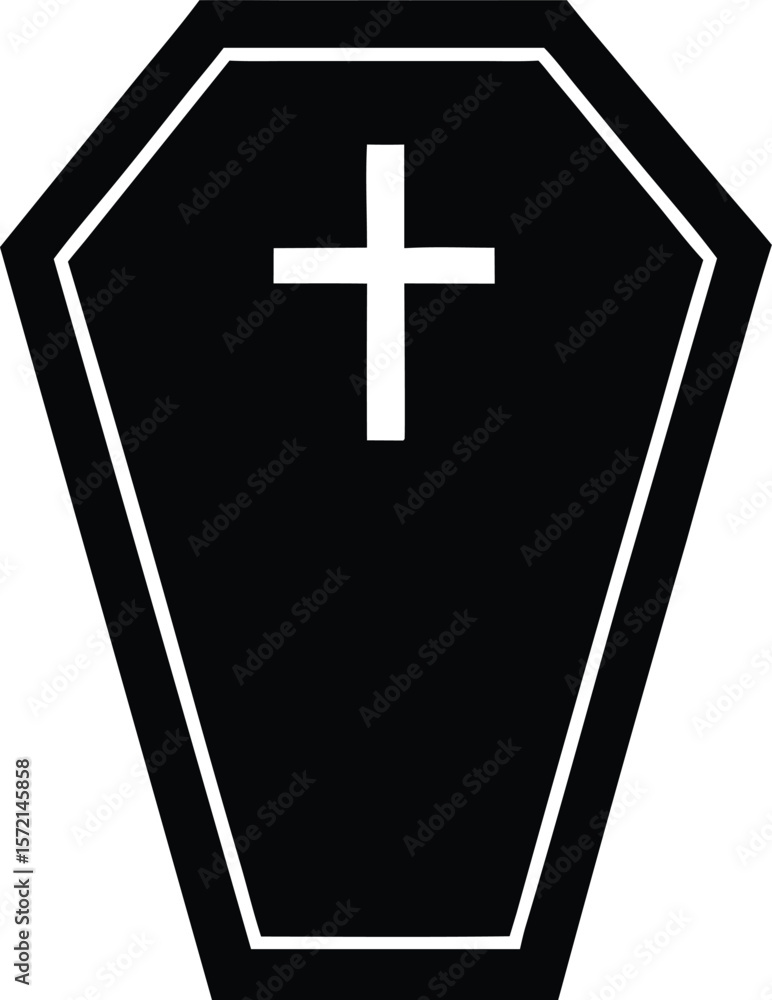 Obraz premium coffin with cross vector icon. Halloween Related Vector Icon.