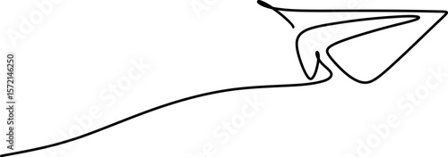 Fotografía one line. paper airplane flies