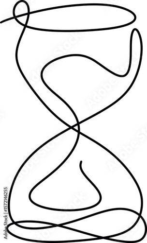 Cuadro en lienzo one line. hourglass isolated on white background