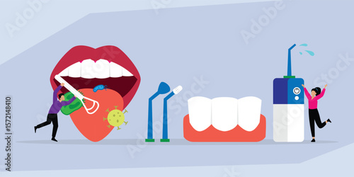 Oral Hygiene and Dental Care for Fresh Breath and Healthy Teeth 2d flat vector illustrations