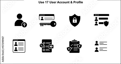 User account and profile security vector icons for web design and mobile app development interface