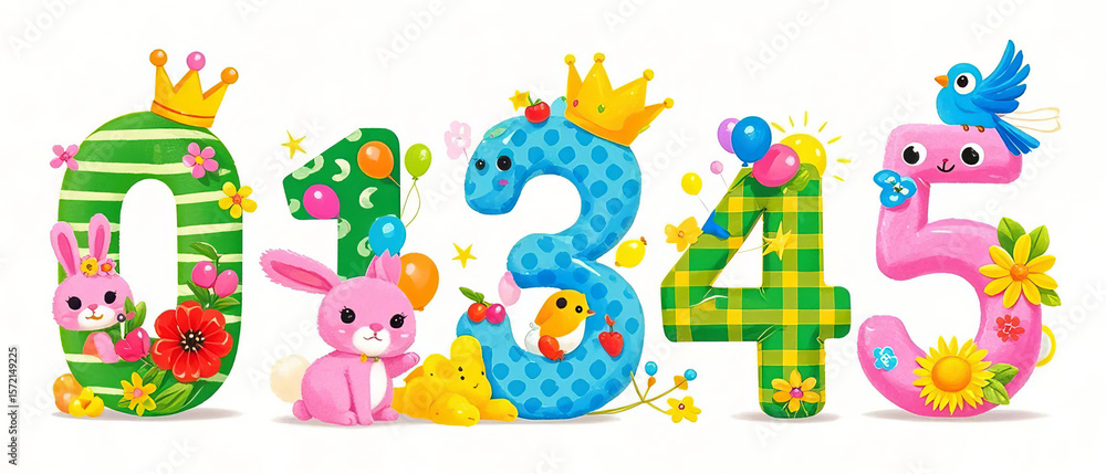 Cute animal numbers for children's education, creative illustration design Cute animal numbers for children's education, creative illustration design
