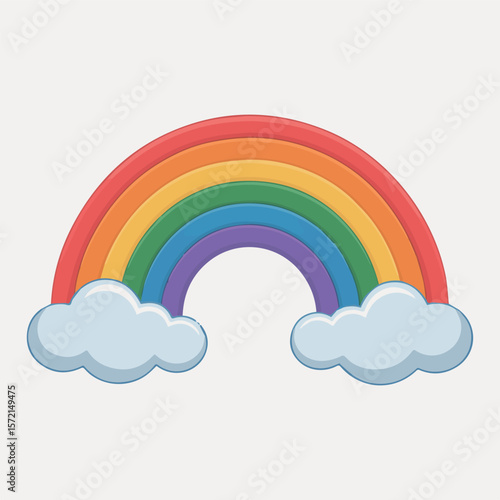 Rainbow illustration vector art colorful rainbow graphic with clouds weather sky design clip art image