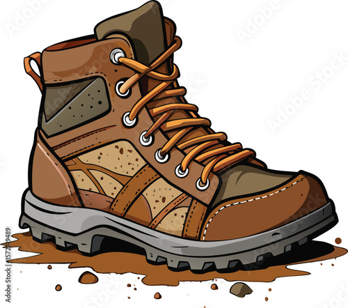 hiking boots in illustration 