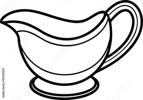 Elegant gravy boat line art vector illustration