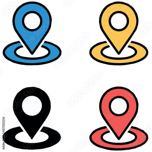 Colorful map location pin icon set vector illustration for gps navigation and travel destination design