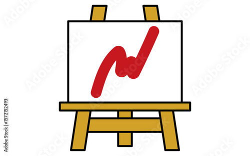 Simple line drawing icon of easel and campus