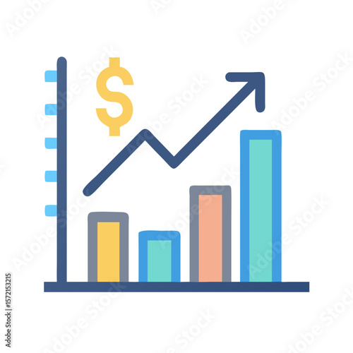 Stylized bar graph showing financial growth and positive trend