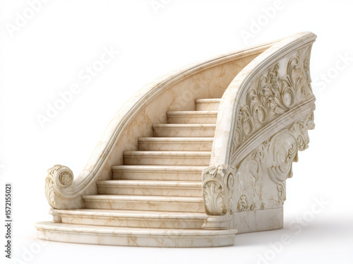 Ornate Marble Spiral Staircase with Artistic Carvings

