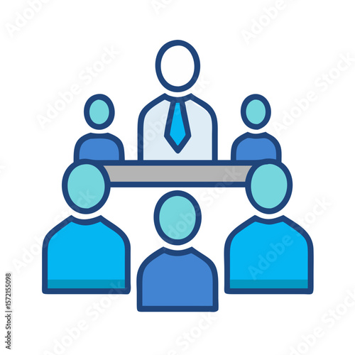 Flat Design Illustration of a Business Meeting and Leadership
