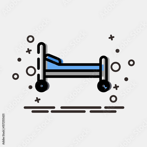 Icon bed. Medical elements. Icon in MBE style.