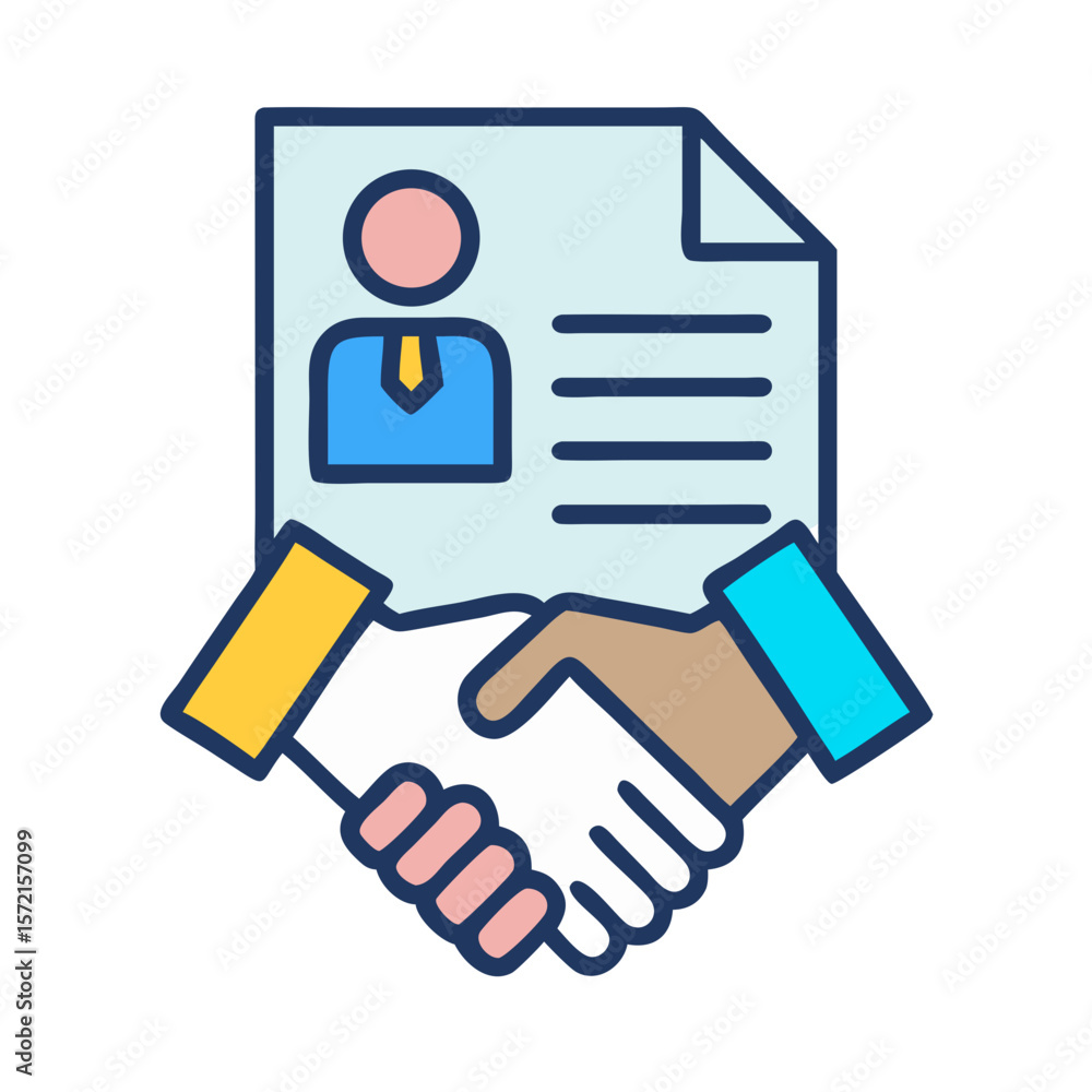 Job offer handshake in flat design for recruitment theme Job offer handshake in flat design for recruitment theme