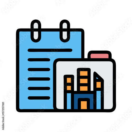 Organized city planning notes and construction documents illustration