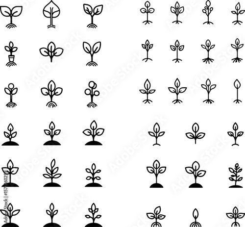 sprout icons, plant sprout, sprout symbol, sprout growth, young sprout, sprouting plant, sprout leaves, sprout design, sprout stem, sprout for nature, sprout icon set, sprouting seed, g