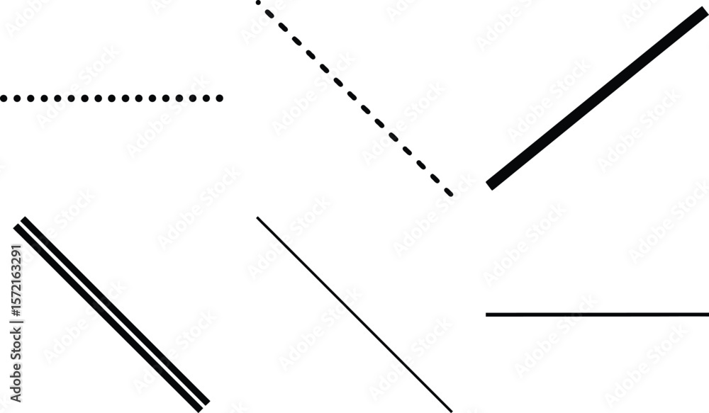 Naklejka premium Vector art of various line styles and patterns, including dotted, dashed, and solid lines isolated on transparent background