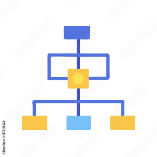 Simple flowchart illustration on White Background shows hierarchical relationship