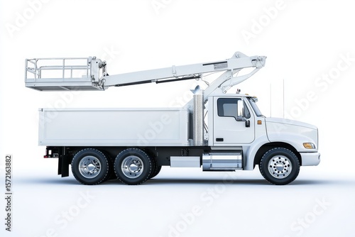 White utility truck with elevated platform. (1)
