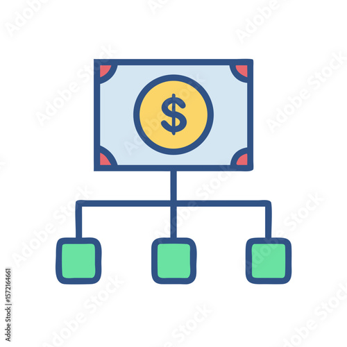Money flow diagram illustration on White Background concept design
