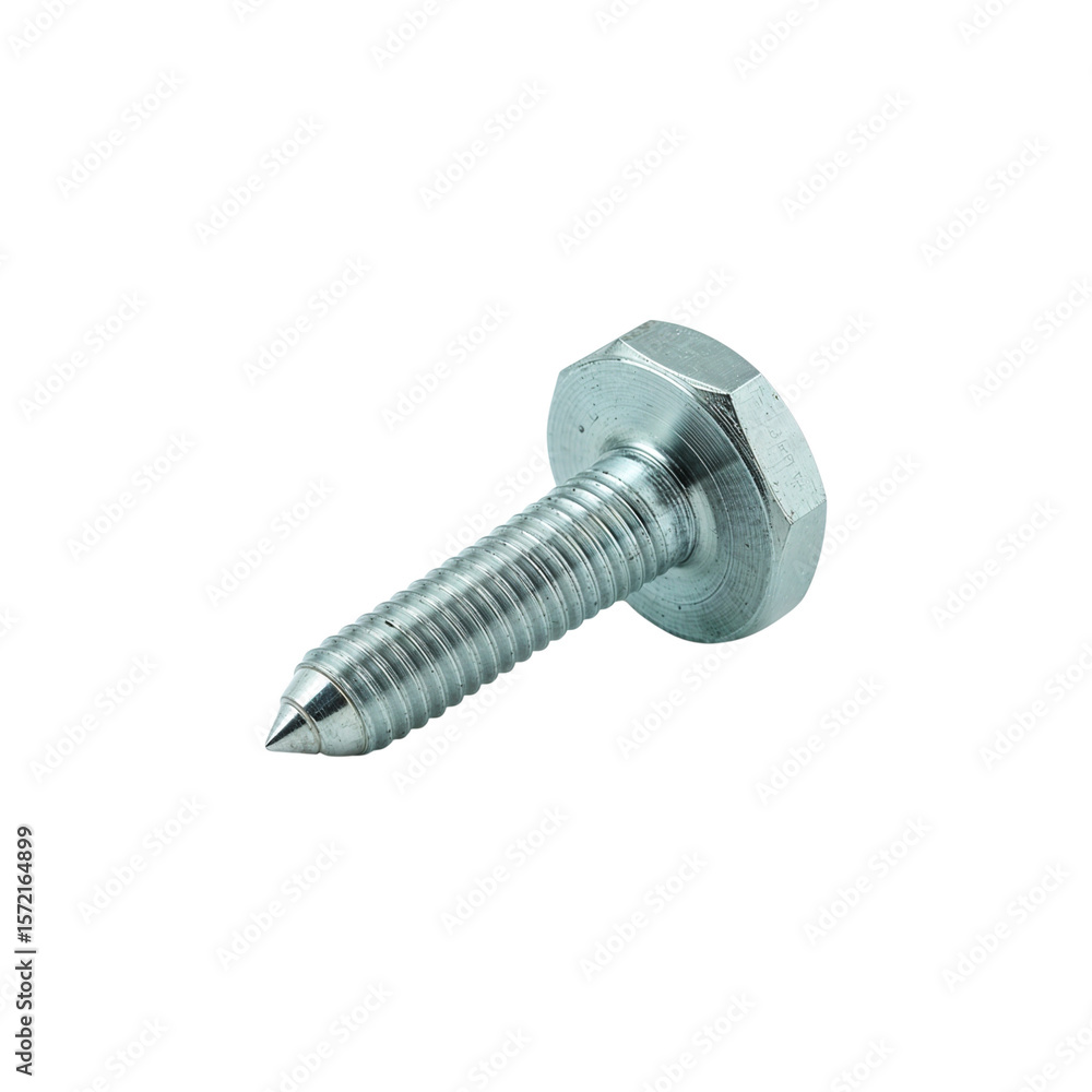 Steel bolt with hexagonal head on white background Steel bolt with hexagonal head on white background