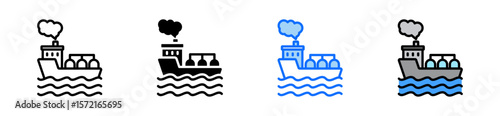 Oil Tanker Icon Set Multiple Style Collection