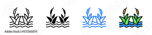 Wetland Icon Set Multiple Style Collection