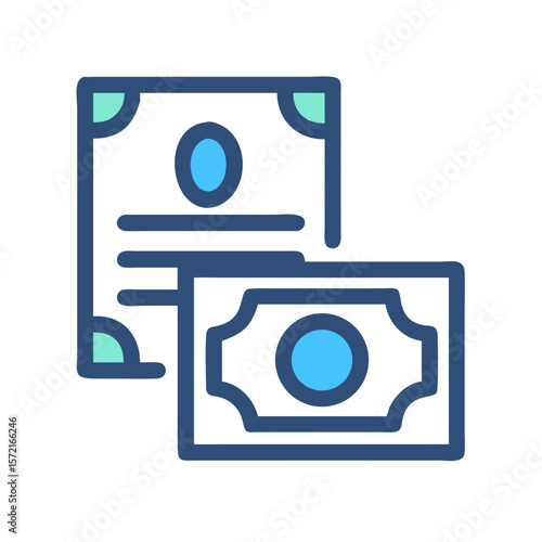 Stylized money icon depicting finance, wealth and income