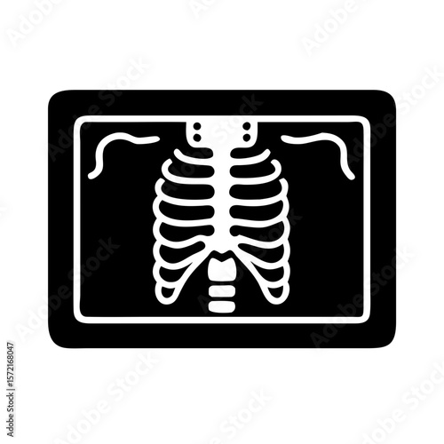 X-ray image of human ribcage in black and white design concept of icon  