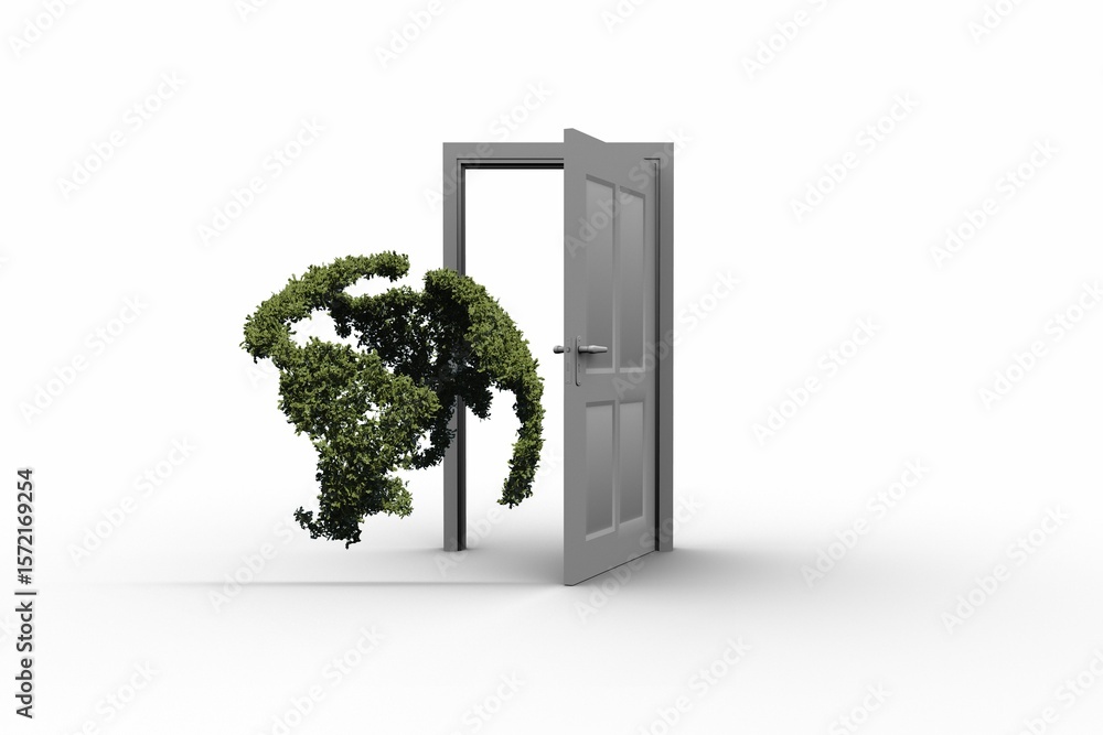 Obraz premium Globe of topiary at doorway